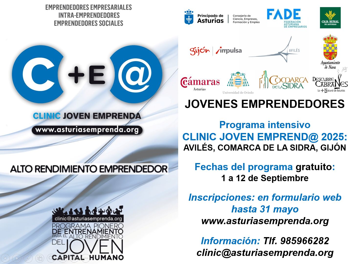 Imagen Programa de Alto Rendimiento Emprendedor CLINIC Joven Emprenda