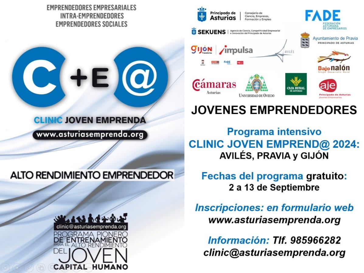 Imagen CLINIC JOVEN EMPRENDA. Fin plazo inscripciones.